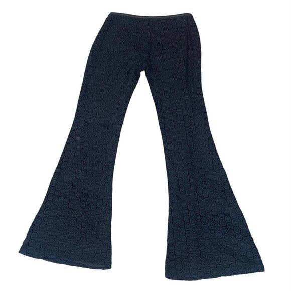 Guess by Marciano BOHO Kick Flare Black Eyelet Lace Pants Sz 6 #240N - Picture 1 of 9